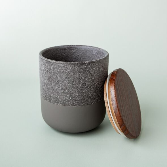 Black Two-Tone Ceramic Jar with Lid
